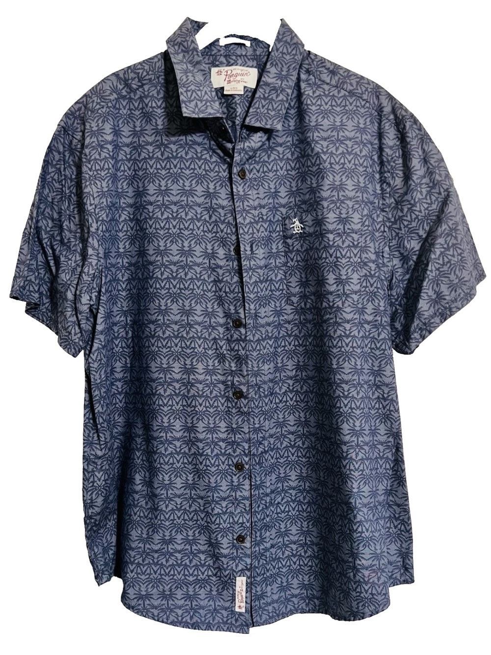 Original Penguin by Munsing Wear Grayish Blue Short-Sleeve Button-Down Shirt